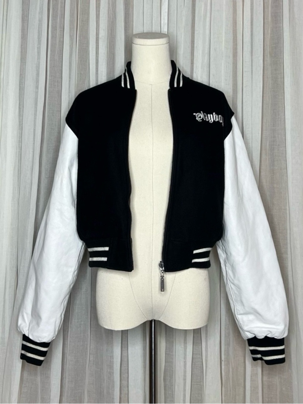 Y2K Playboy Black & White Reversible Varsity Jacket - Picture 4 of 11